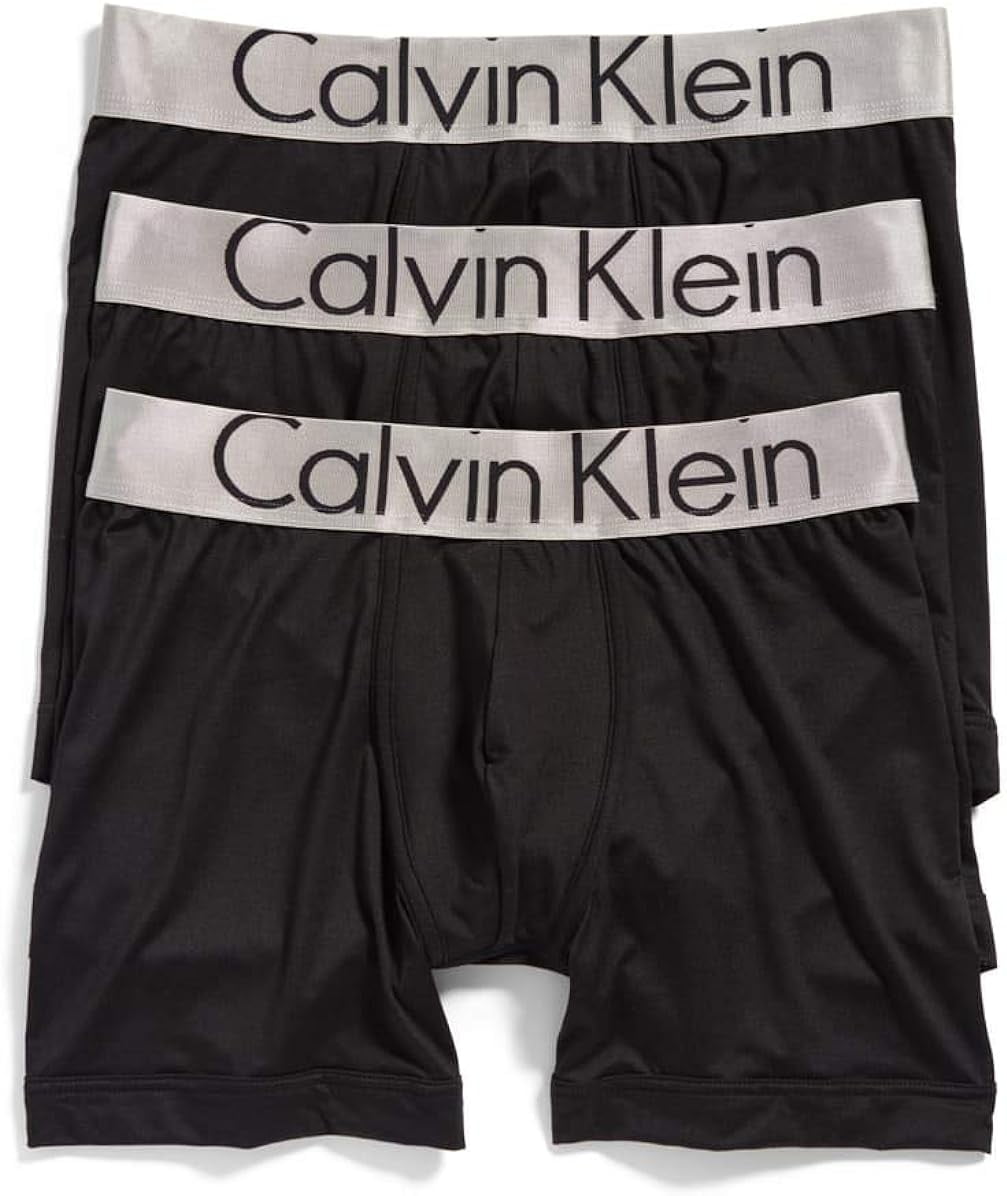 Calvin Klein Men's Steel Micro 3-Pack Boxer Briefs Small Black/Black/Black