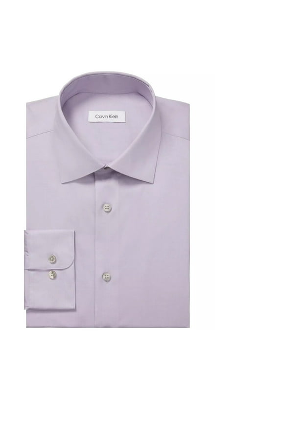 Men's Steel Regular Fit Non-Iron Solid Dress Shirt Lilac Mist B4HP (Regular,17.5,36/37)