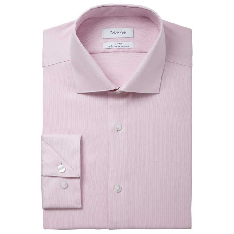 Calvin Klein Men s Steel Slim Fit Non Iron Stretch Performance Dress Shirts Blossom 16X32 33 Walmart