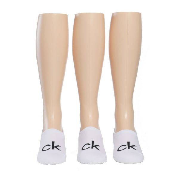 Calvin Klein Men's 3 Pair Cushion Sneaker Liner Socks, White, One Size