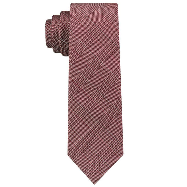Calvin Klein Men s Tech Glen Plaid Skinny NeckTie Silk Orange Regular Size Walmart