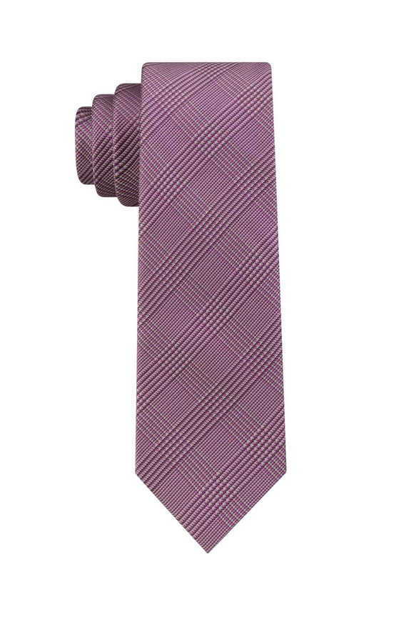 Mens Tech Glen Plaid Ties, Dark Pink