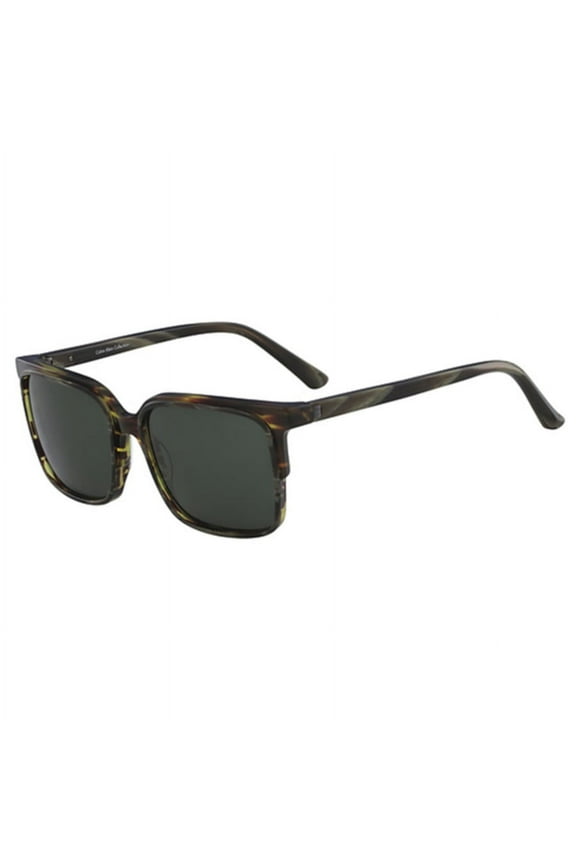 CK8574S 311 Sunglasses Olive Horn Tortoise Frame Green Lenses 56 mm