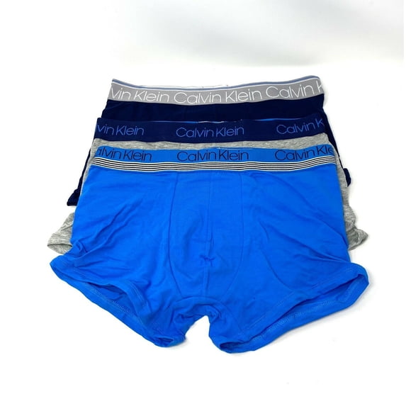 Calvin Klein Men's Trunk 3 Pack, New Navy, Grey Heather, Deep Sky Blue, XL