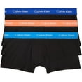 thumbnail image 1 of Calvin Klein Men's Underwear Cotton Stretch 3-Pack Trunk, Black Bodies W/Work Blue, Ocean HUE, Turned Mango WBS, M, 1 of 5