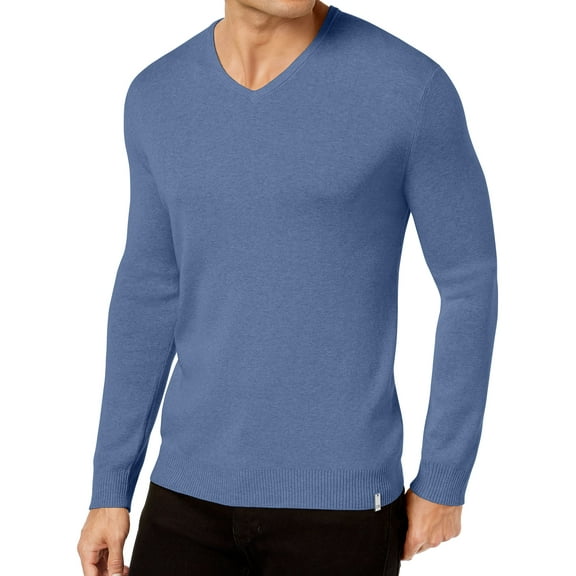 Calvin Klein Men's V-Neck Sweater (2XLarge, Bluebell Heather)