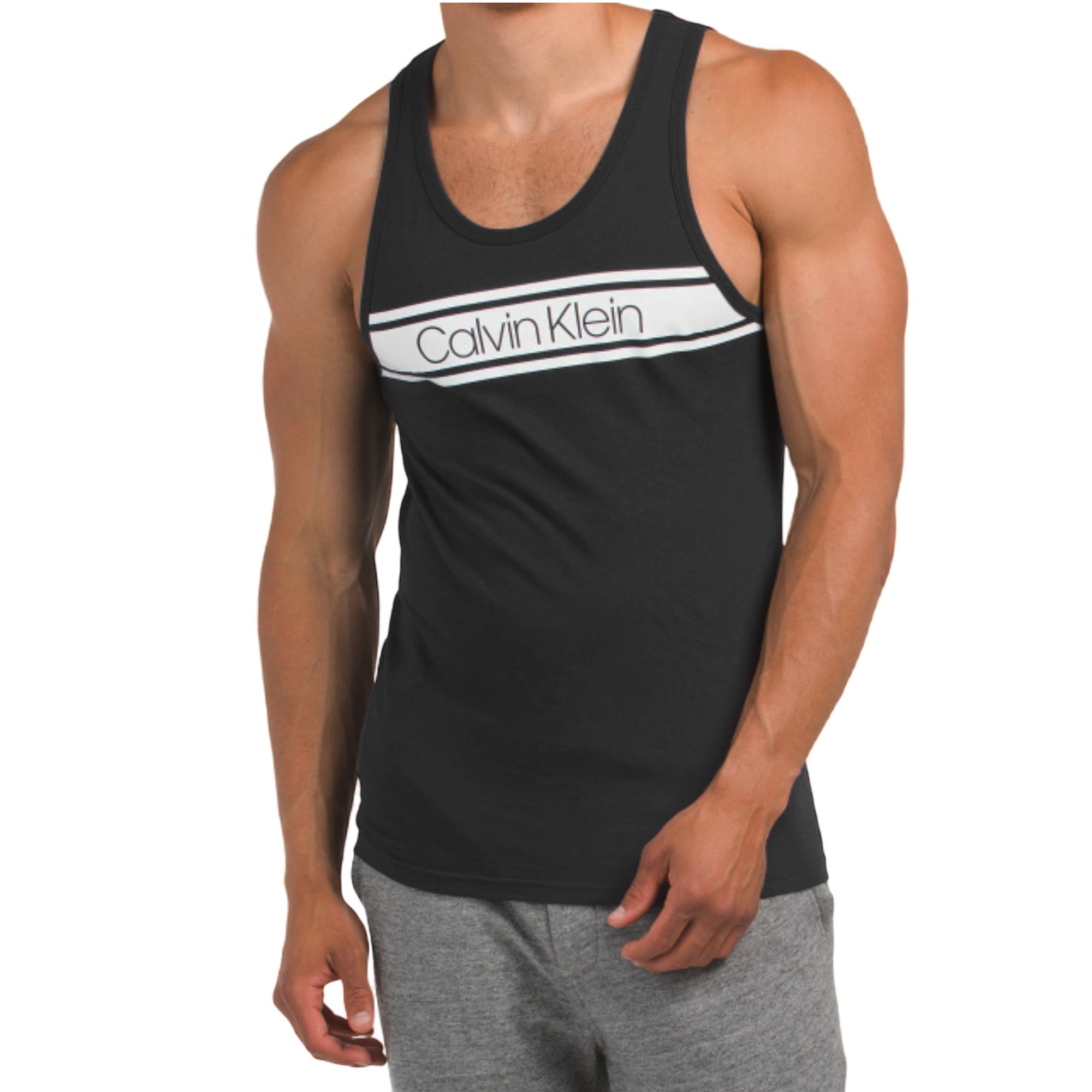 Calvin Klein Brandclub Calvin Klein Men s Vibration Logo Graphic Print Casual Active Tank Top Black M