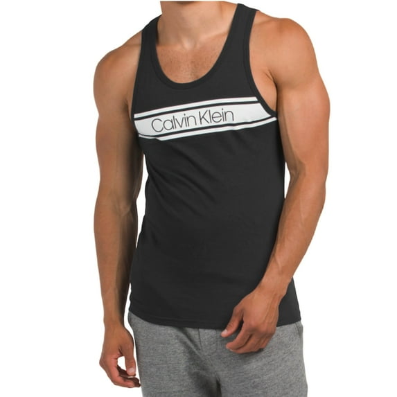 Calvin Klein Men's Vibration Logo Graphic Print Casual Active Tank Top-Black / M