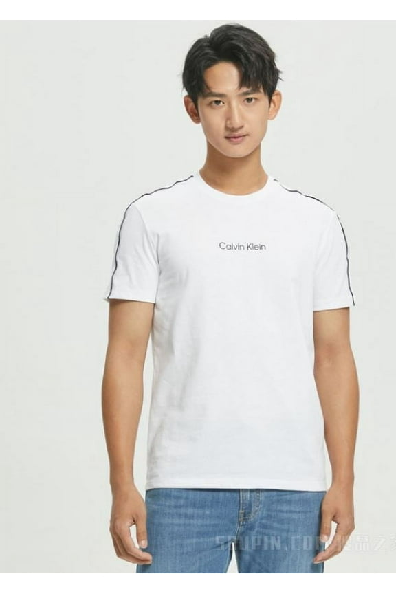 Men's White Round Neck String Short Sleeve, XL