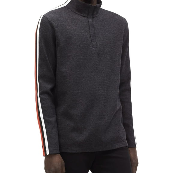 Calvin Klein Mens 1/4 Ribbed Pullover Sweater, Grey, XX-Large
