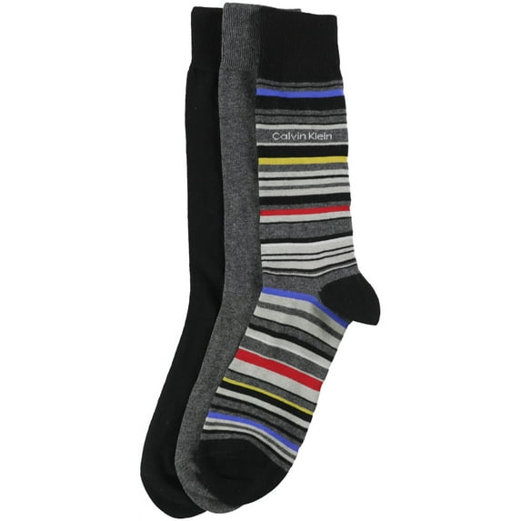 Calvin Klein Men's 3 Pair Mid Calf Cotton Blend Socks, Multicolor, 7-12
