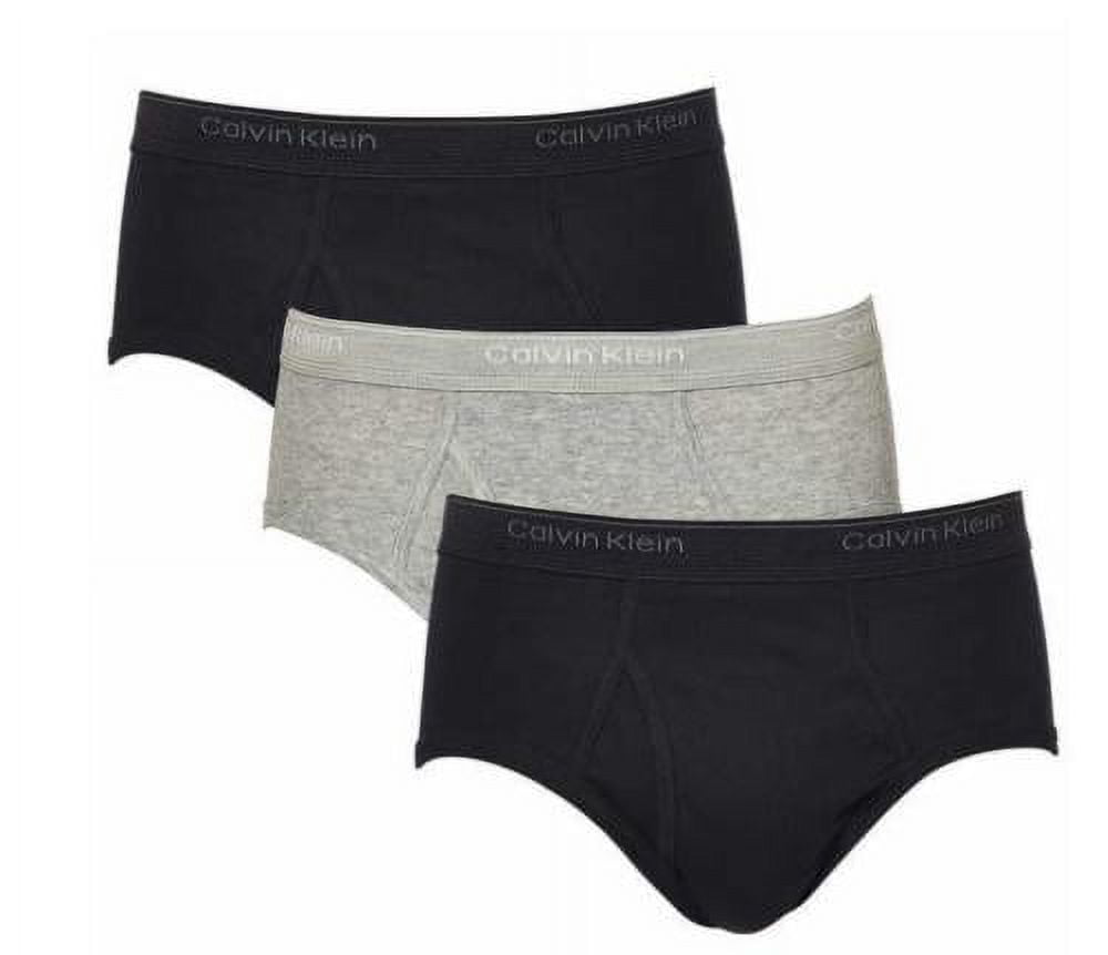 Calvin Klein Mens 3 Pack Classic Fit Cotton Brief Underwear (Black/Grey ...