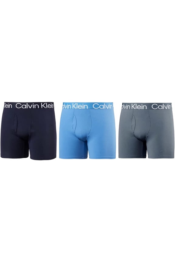Mens 3 Pack Micro Rib Boxer Brief (Shoreline/Light Blue/Grey,XL)
