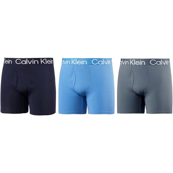 Calvin Klein Mens 3 Pack Micro Rib Boxer Brief (Shoreline/Light Blue/Grey,XL)