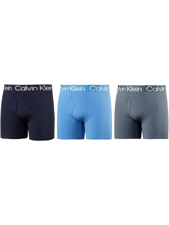 Mens 3 Pack Micro Rib Boxer Brief (Shoreline/Light Blue/Grey,XL)