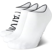 Calvin Klein Mens 3 Pair Cotton Logo No Show Liner Socks 6-12.5 Solid White