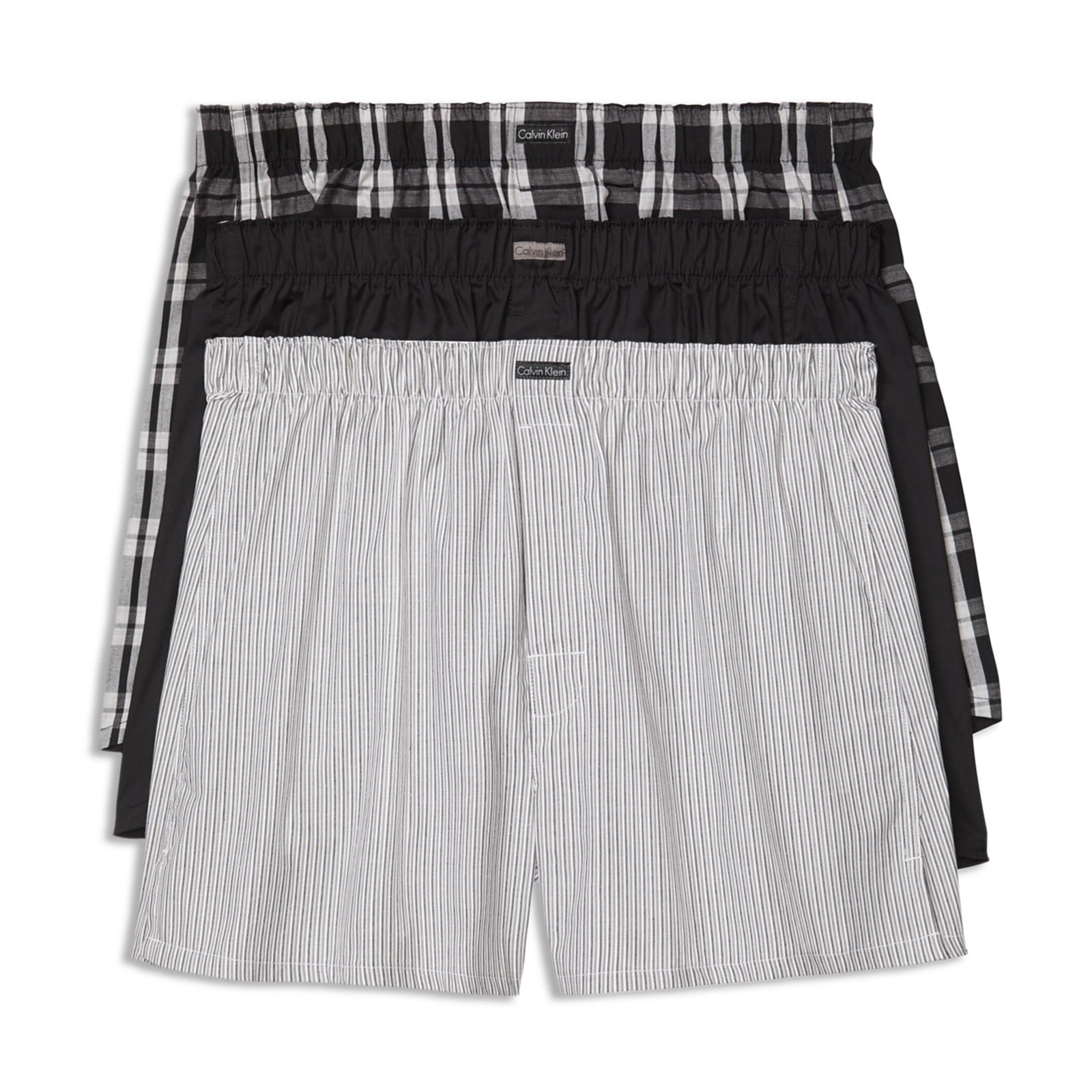 Calvin Klein Mens 3-Pk Classic Fit Cotton Blend Woven Boxers (2XLarge, Assorted)