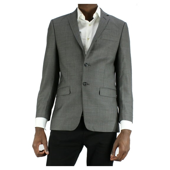 Calvin Klein Mens Charcoal Herringbone Slim Fit Jacket 48R