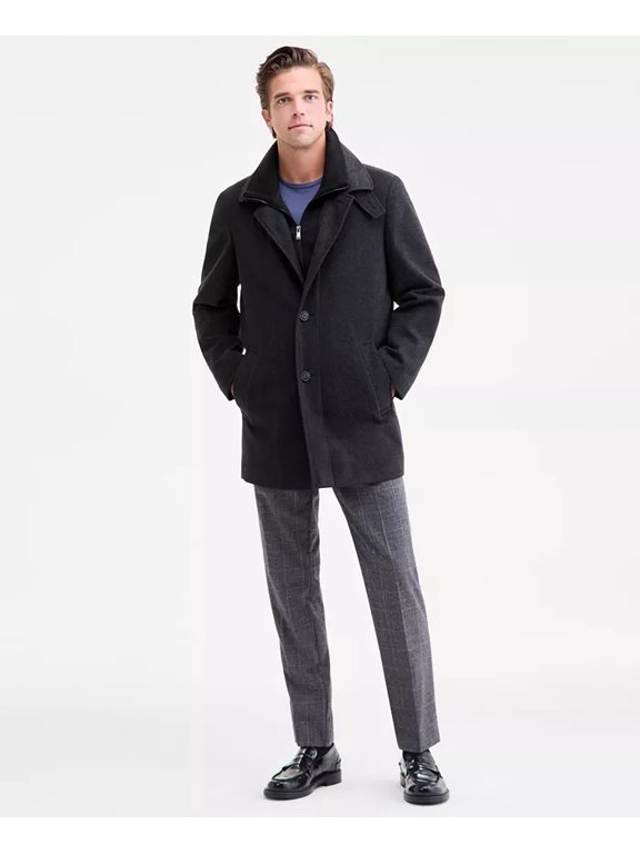 Mens Classic-Fit Coleman Overcoat Coat 36 S Charcoal Grey