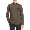 thumbnail image 1 of Calvin Klein Mens Contrast Pocket Button Up Shirt, Brown, Medium, 1 of 2