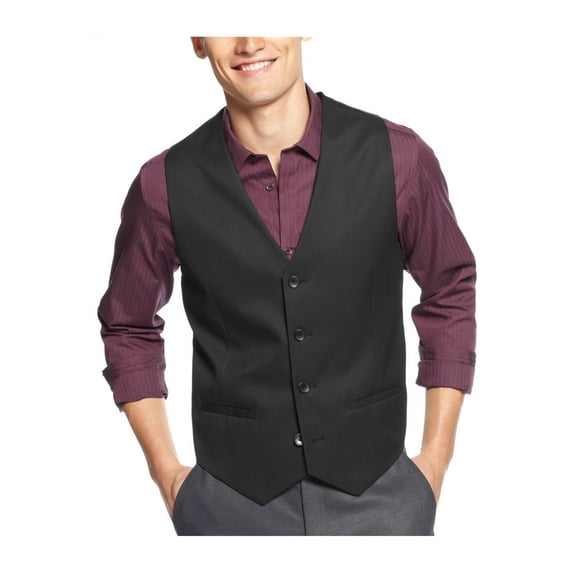 Calvin Klein Mens Core Four Button Vest, Black, Small (Regular)