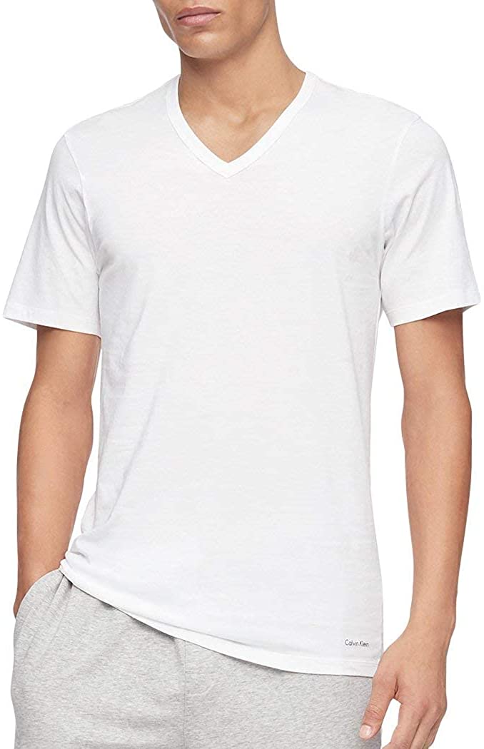 Calvin Klein Mens Cotton Classic Slim Fit V Neck T-Shirts 3 New White X-Large