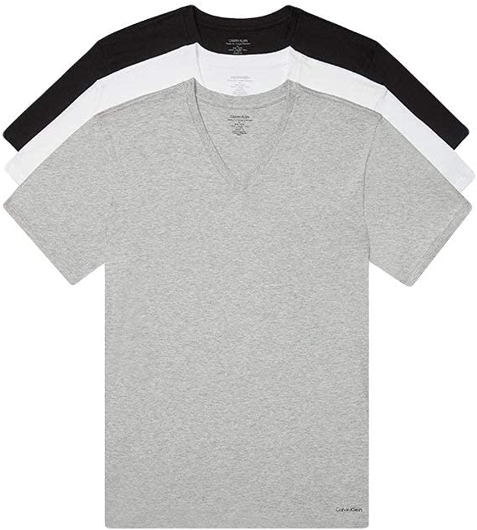 Calvin Klein Brandclub Calvin Klein Mens Cotton Classic Slim Fit V Neck T Shirts 3 White Black Grey Heather X Large