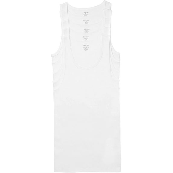 Calvin Klein Mens Cotton Classics Multipack Tanks 5 5 White Medium