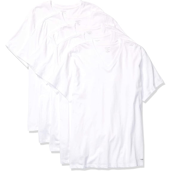 Calvin Klein Mens Cotton Classics Multipack V Neck T-Shirts Medium 5 White