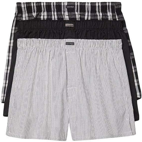 Calvin Klein Mens Cotton Classics Multipack Woven Boxers Medium Black