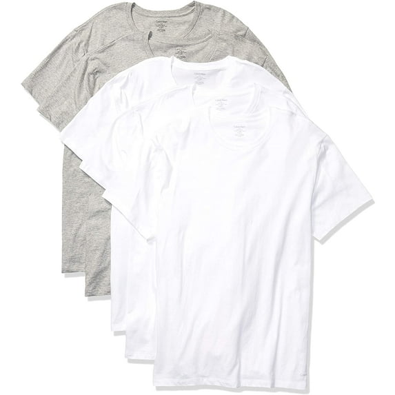 Calvin Klein Mens Cotton Stretch Multipack Crew Neck T-Shirts 5 3 White/2 Grey Heather Medium