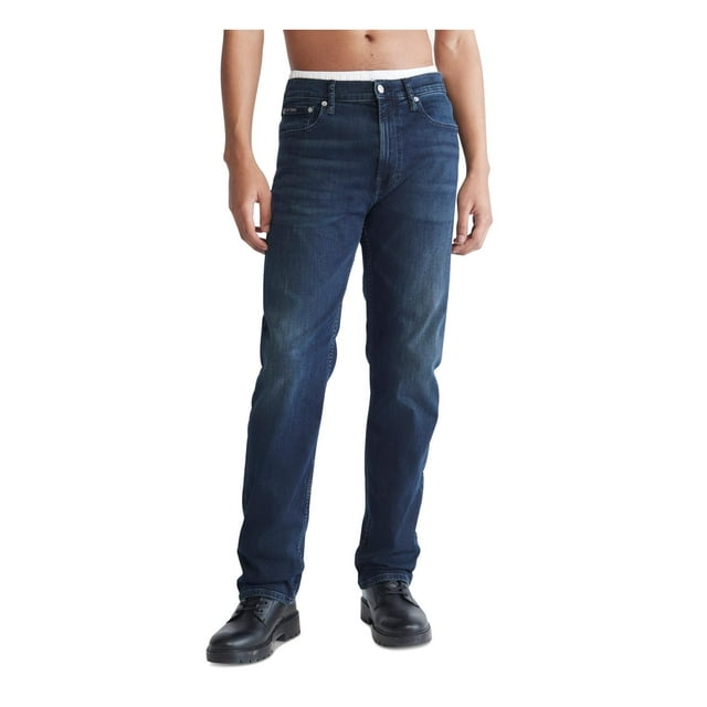 Calvin Klein Mens Denim Straight Fit Straight Leg Jeans - Walmart.com