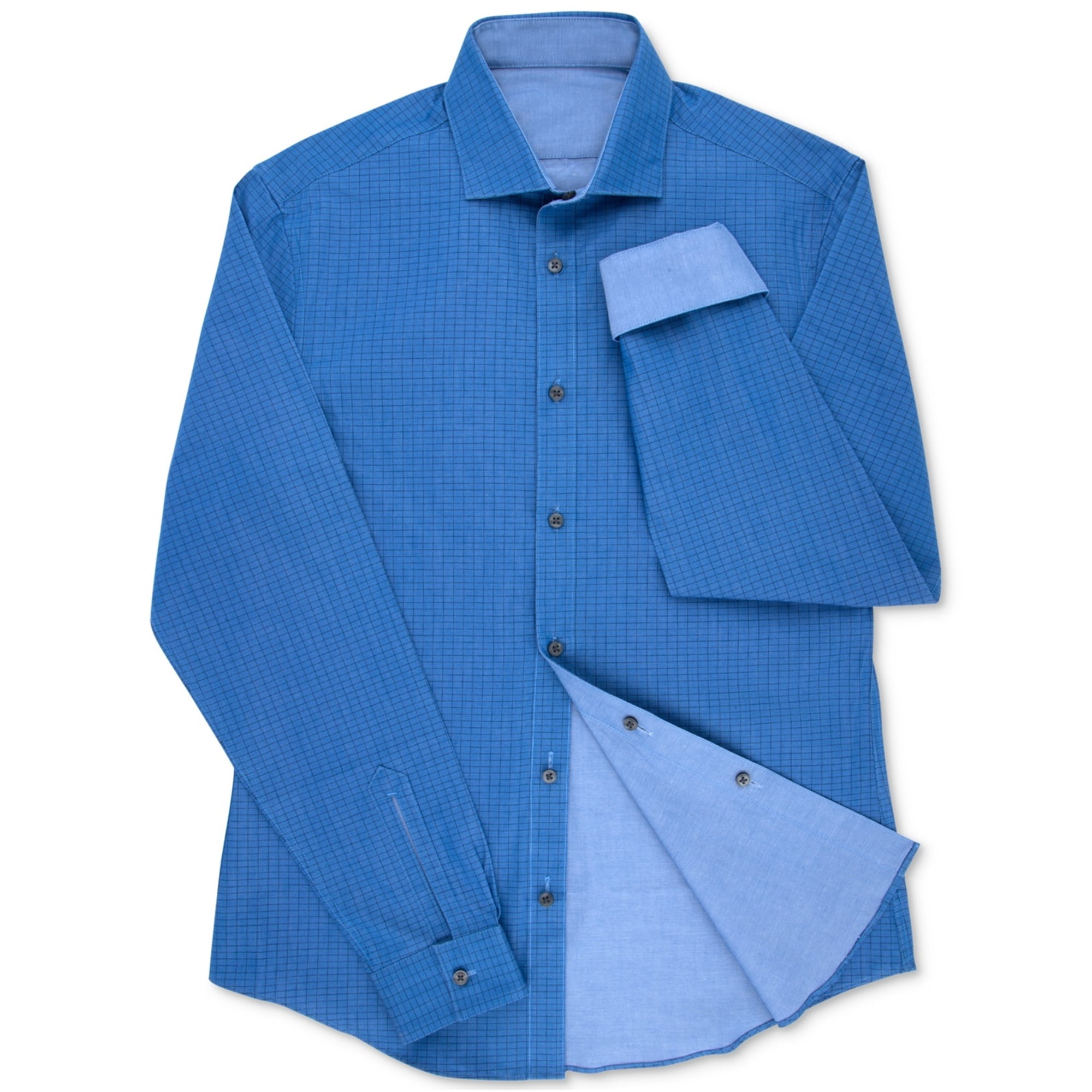 Calvin Klein Mens Reversible Extra Slim Dress Shirt,Ultra Blue S (1414