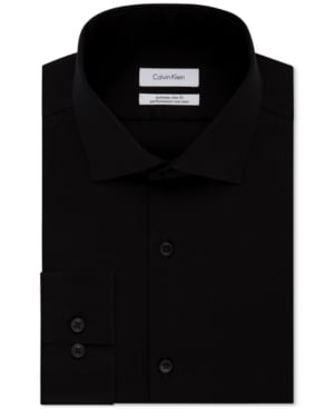 Calvin Klein Mens Extra-Slim fit Dress Shirt XL 17.5 in 36-37 Black Solid