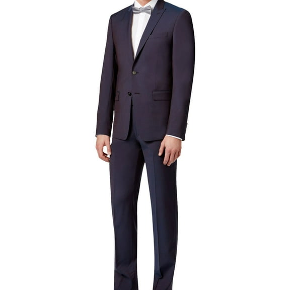 Calvin Klein Mens Extra Two Button Formal Suit wine 46/Unfinished