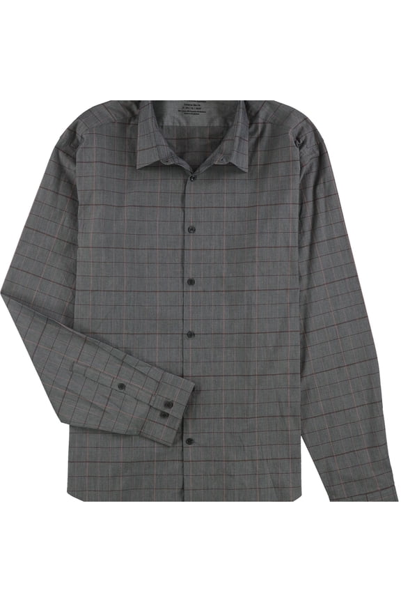 Mens Extreme Slim Fit Button Down Dress Shirt, Grey, 17"-17.5" Neck 36"-37" Sleeve