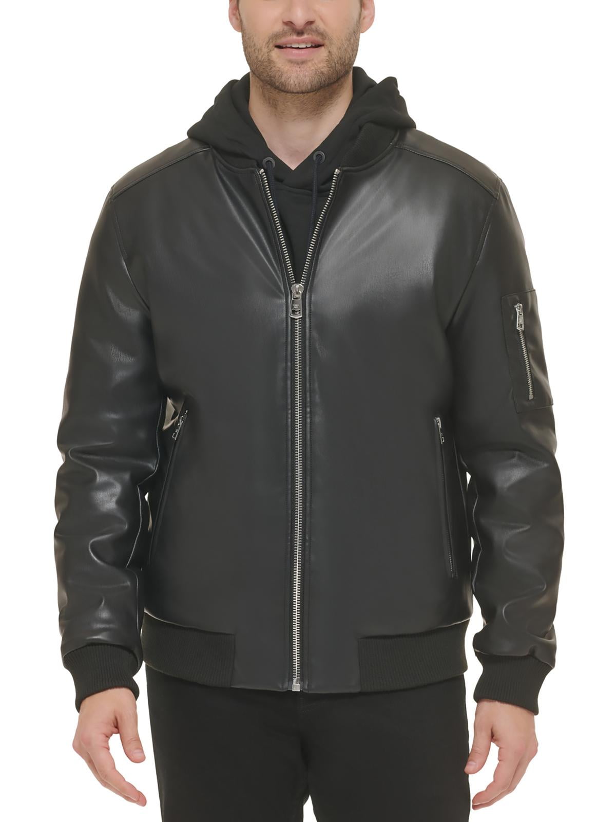 Calvin Klein Mens shops leather Jacket