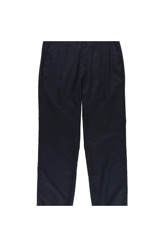 Mens Flat Front Casual Trouser Pants, Black, 32W x 30L