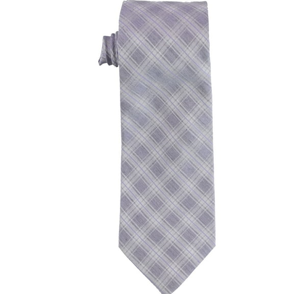 Calvin Klein Mens Frosted Plaid Self-tied Necktie, Purple, One Size