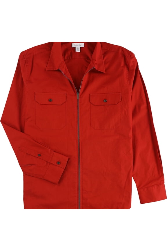 Mens Full Zip Colla  red Jacket, Red, Large