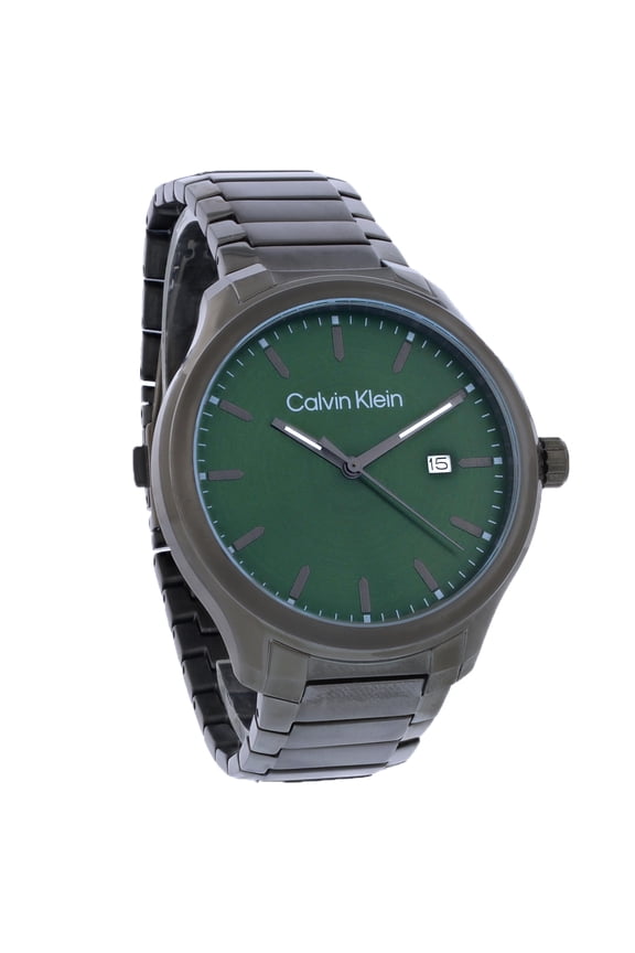 Men's Green Dial Grey IP Stainless Steel Quartz Watch 25200350