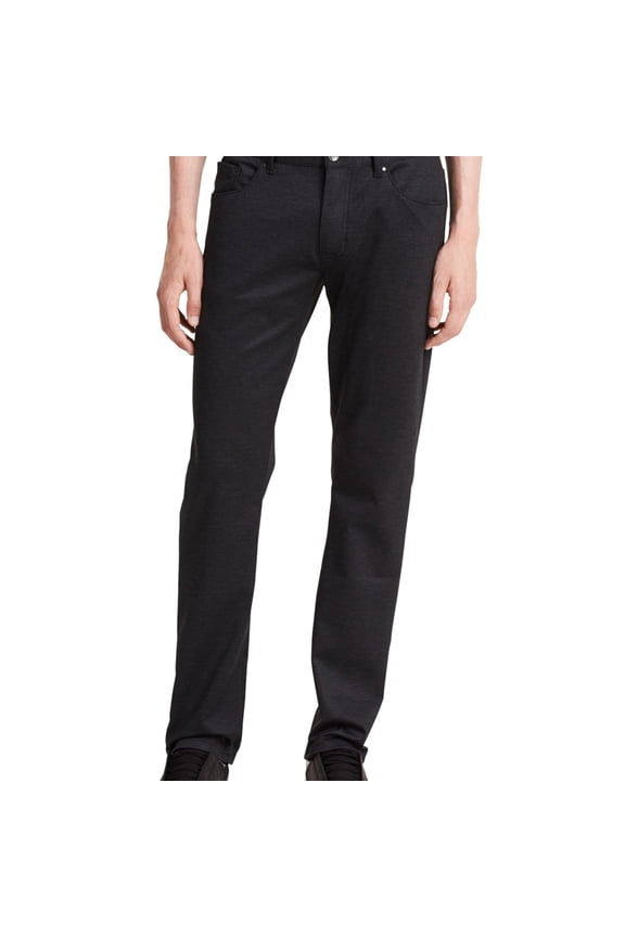 Mens Herringbone Casual Trouser Pants, Grey, 31W x 32L