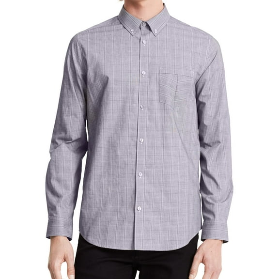 Calvin Klein Mens Infinite Button Up Shirt, Grey, Small