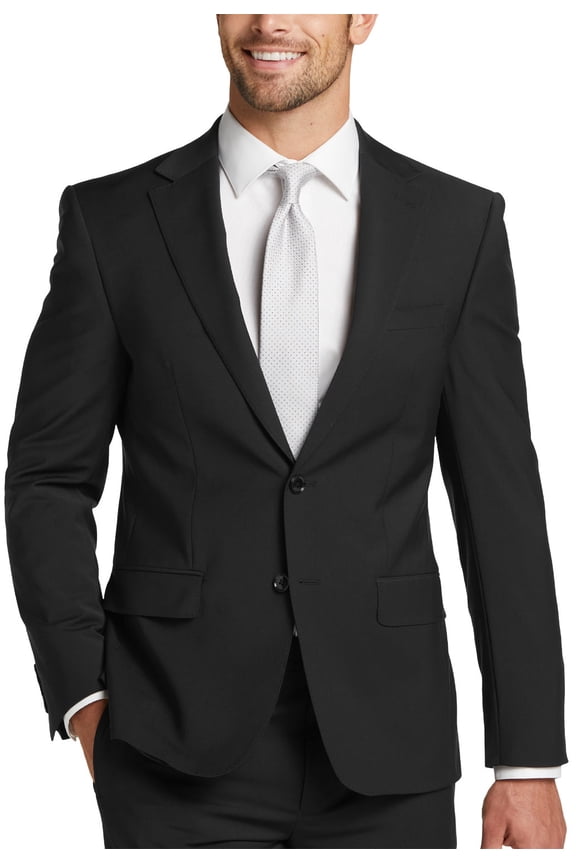 Mens Slim fit Suit Jacket Blazer 40 R Black Solid Stretch