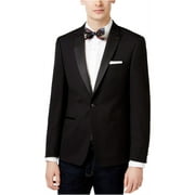 Calvin Klein Mens Jacquard Dinner Two Button Blazer Jacket, Black, 38 Regular