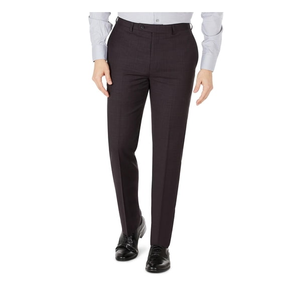 Men's Skinny-Fit Wool Suit Separates Pants Eggplant 36x30