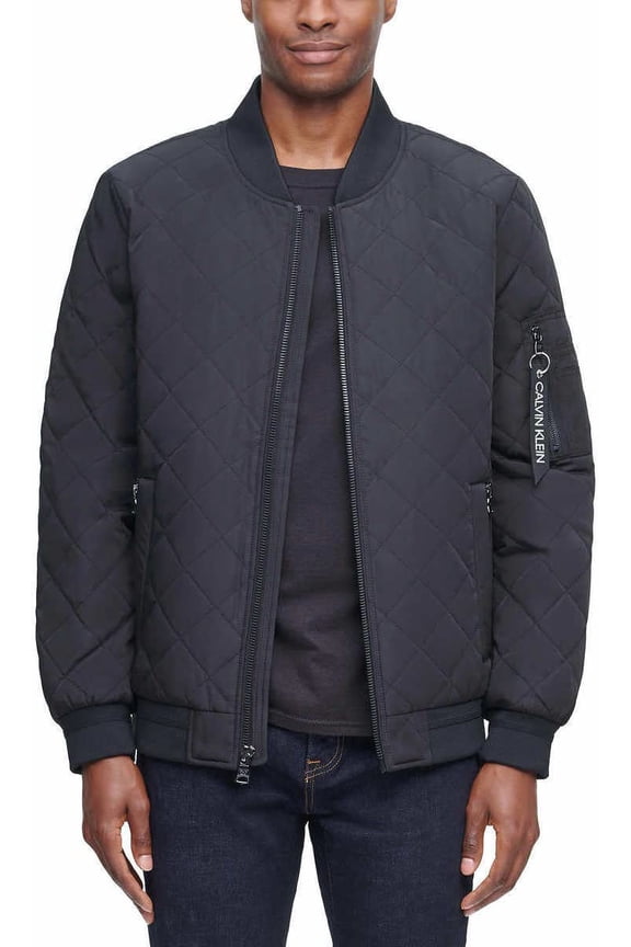 Mens Lightweight Quilted Bomber Jacket (Black, XX-Large)