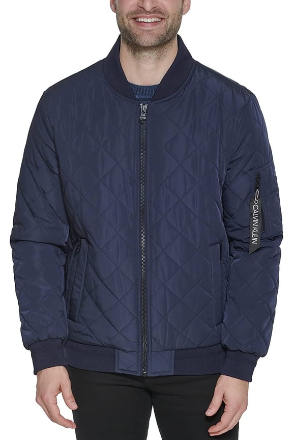 Mens Lightweight Quilted Bomber Jacket (True Navy, XX-Large)