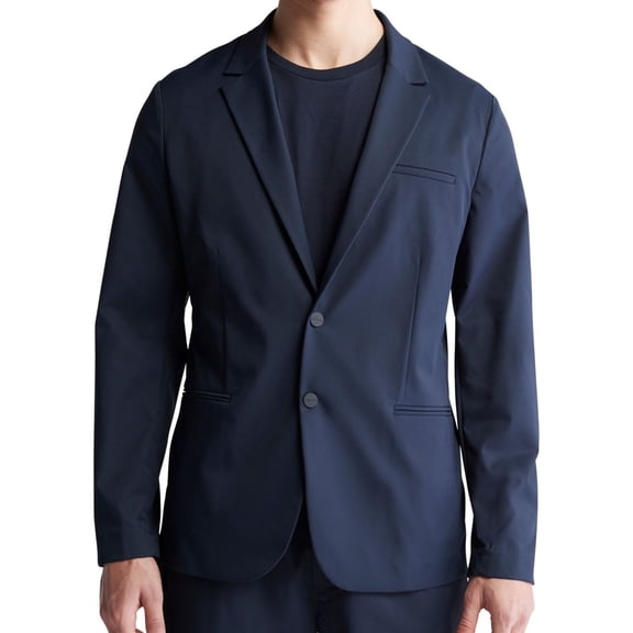Calvin Klein Mens Lightweight Stretch Two Button Blazer Jacket, Blue, Large