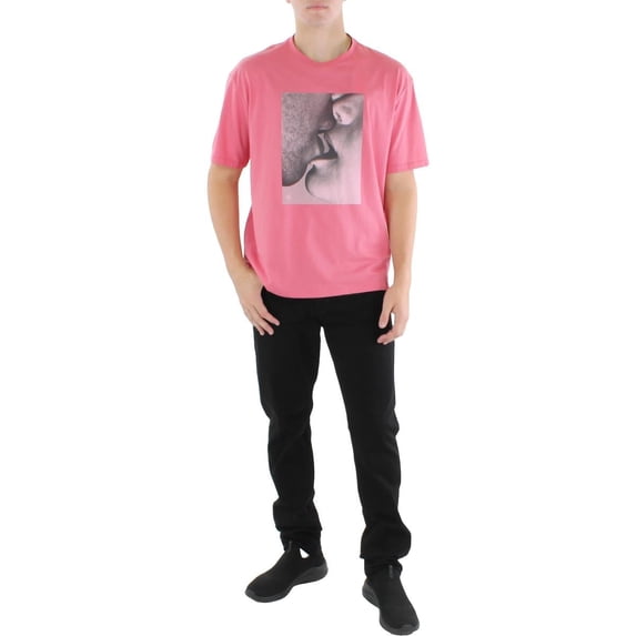 Calvin Klein Mens Logo Graphic T-Shirt, Rapture Rose, Medium